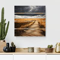 Bilderwelten Holzbild Plankenoptik Natur & Landschaft - Quadrat Weg in den DÃ¼nen