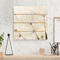 Bilderwelten Holzbild Plankenoptik Blumen - Quadrat Sanfte GrÃser