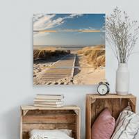 Bilderwelten Holzbild Plankenoptik Natur & Landschaft - Quadrat Ostsee Strand
