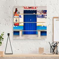 Bilderwelten Holzbild Plankenoptik Architektur & Skyline - Quadrat ALASKA Blue Bar