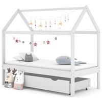 vidaXL Kinderbett mit Schublade Massivholz Kiefer Weiß 80x160 cm - Weiß