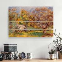 Bilderwelten Holzbild Plankenoptik Natur & Landschaft - Querformat Auguste Renoir - Garten mit OlivenbÃumen
