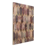 Bilderwelten Holzbild Abstrakt - Hochformat 3:4 Glasmalerei geometrisch RosÃ© Gold