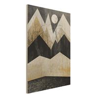 Bilderwelten Holzbild Abstrakt - Hochformat 3:4 Goldene Berge Ãste