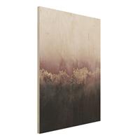 Bilderwelten Holzbild Abstrakt - Hochformat 3:4 Goldene DÃmmerung Rosa