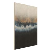 Bilderwelten Holzbild Abstrakt - Hochformat 3:4 Goldener Horizont