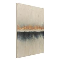 Bilderwelten Holzbild Abstrakt - Hochformat 3:4 Goldener Horizont Aquarell