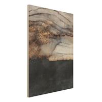 Bilderwelten Holzbild Abstrakt - Hochformat 3:4 Goldener Marmor gemalt