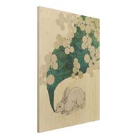 Bilderwelten Holzbild Tiere - Hochformat 3:4 Illustration Hase mit Punkten und Dreiecken