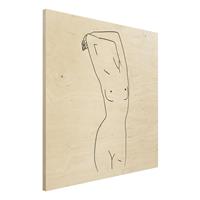 Bilderwelten Holzbild Akt & Erotik - Quadrat Line Art Frauenakt Schwarz WeiÃŸ