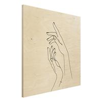 Bilderwelten Holzbild Portrait - Quadrat Line Art HÃnde