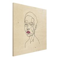 Bilderwelten Holzbild Portrait - Quadrat Portrait Frau Line Art