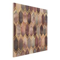 Bilderwelten Holzbild Abstrakt - Quadrat Glasmalerei geometrisch RosÃ© Gold