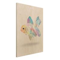 Bilderwelten Holzbild Tiere - Hochformat 3:4 Fisch in Pastell