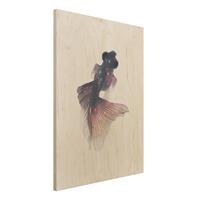 Bilderwelten Holzbild Tiere - Hochformat 3:4 Fisch mit Galaxie