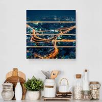 Bilderwelten Holzbild Plankenoptik Eine Nacht in Bangkok