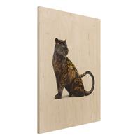 Bilderwelten Holzbild Tiere - Hochformat 3:4 Goldener Panther