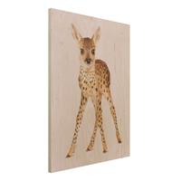 Bilderwelten Holzbild Tiere - Hochformat 3:4 Leo Rehkitz