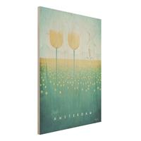 Bilderwelten Holzbild Blumen - Hochformat 3:4 Reiseposter - Amsterdam