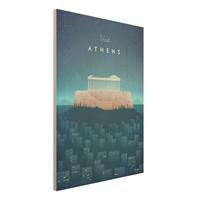 Bilderwelten Holzbild Architektur & Skyline - Hochformat 3:4 Reiseposter - Athen
