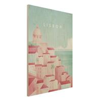 Bilderwelten Holzbild Natur & Landschaft - Hochformat 3:4 Reiseposter - Lissabon