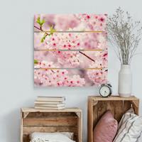 Bilderwelten Holzbild Plankenoptik Japanische KirschblÃ¼ten
