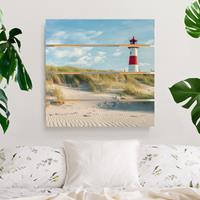 Bilderwelten Holzbild Plankenoptik Leuchtturm an der Nordsee