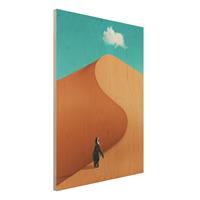 Bilderwelten Holzbild Tiere - Hochformat 3:4 WÃ¼ste mit Pinguin