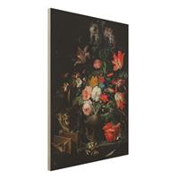 Bilderwelten Holzbild Blumen - Hochformat 3:4 Abraham Mignon - Das umgeworfene Bouquet