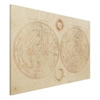 Bilderwelten Holzbild - Querformat 3:2 Antike Vintage Sternenkarte Gold