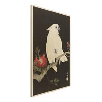Bilderwelten Holzbild Tiere - Hochformat 2:3 Asiatische Vintage Illustration WeiÃŸer Kakadu