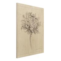 Bilderwelten Holzbild Blumen - Hochformat 3:4 Botanische Studie Chrysantheme I
