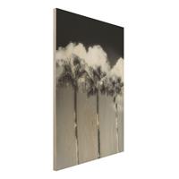 Bilderwelten Holzbild Natur & Landschaft - Hochformat 2:3 Palmen vor Himmel Schwarz-WeiÃŸ