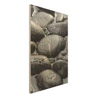 Bilderwelten Holzbild - Hochformat 2:3 Schwarze Steine im Wasser