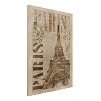 Bilderwelten Holzbild - Hochformat 3:4 Shabby Chic Collage - Paris