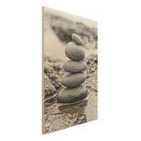 Bilderwelten Holzbild - Hochformat 2:3 Steinturm im Wasser