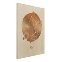 Bilderwelten Holzbild - Hochformat 3:4 Sternzeichen Waage Gold