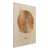 Bilderwelten Holzbild - Hochformat 3:4 Sternzeichen Widder Gold