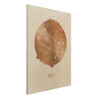 Bilderwelten Holzbild - Hochformat 3:4 Sternzeichen Zwilling Gold