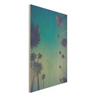 Bilderwelten Holzbild Natur & Landschaft - Hochformat 2:3 Tropische Pflanzen Palmen und Himmel II