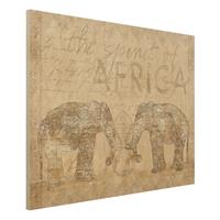Bilderwelten Holzbild Tiere - Querformat 4:3 Vintage Collage - Spirit of Africa