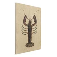 Bilderwelten Holzbild Tiere - Hochformat 3:4 Vintage Illustration Hummer