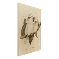 Bilderwelten Holzbild Tiere - Hochformat 2:3 Vintage Illustration WeiÃŸer Kakadu