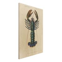 Bilderwelten Holzbild Tiere - Hochformat 2:3 Vintage Lehrtafel Blauer Hummer