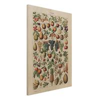 Bilderwelten Holzbild KÃ¼che - Hochformat 3:4 Vintage Lehrtafel FrÃ¼chte