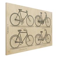 Bilderwelten Holzbild - Querformat 3:2 Vintage Schautafel FahrrÃder