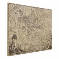 Bilderwelten Holzbild Stadt-, Land & Weltkarte - Querformat 4:3 Vintage Stadtplan Rom