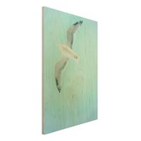 Bilderwelten Holzbild Blauer Himmel mit MÃ¶we