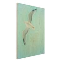 Bilderwelten Holzbild Blauer Himmel mit MÃ¶we