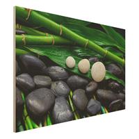 Bilderwelten Holzbild GrÃ¼ner Bambus mit Zen Steinen